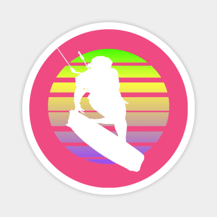 Kitesurfing Female Rider Silhouette Retro Sunset Magnet